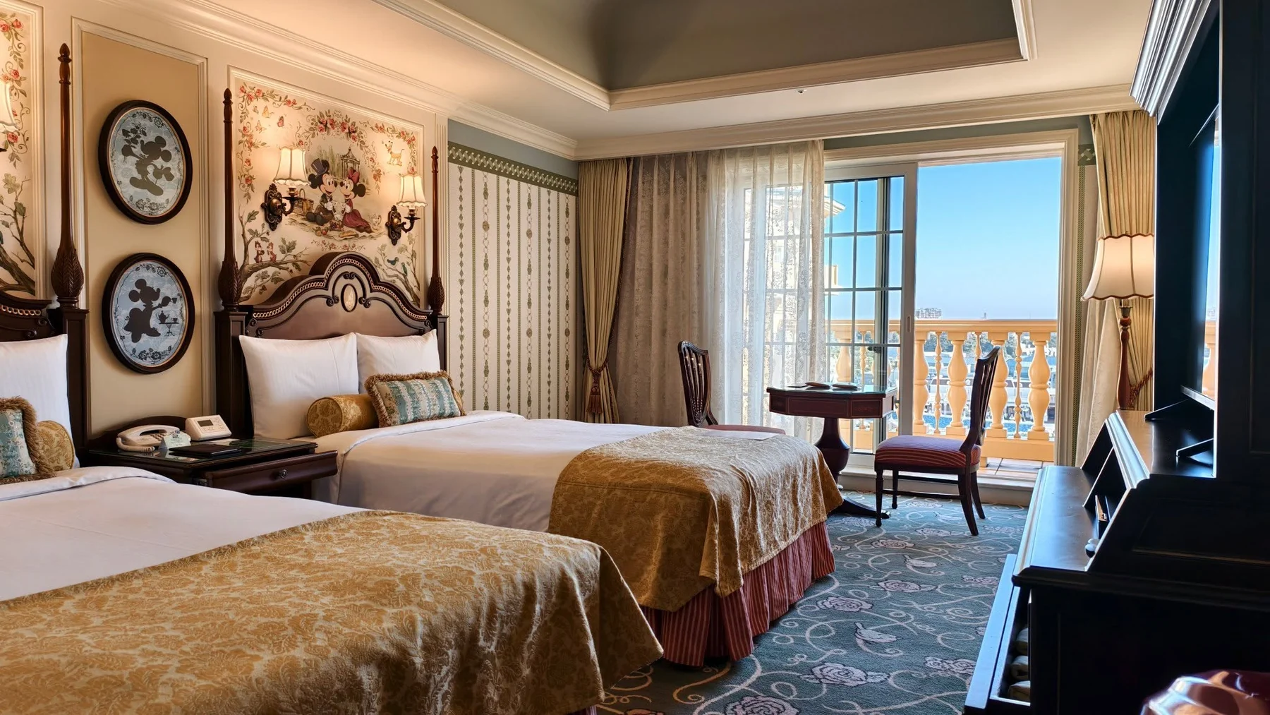 เตียงนอนและประตูระเบียงใน Concierge Balcony Alcove Room